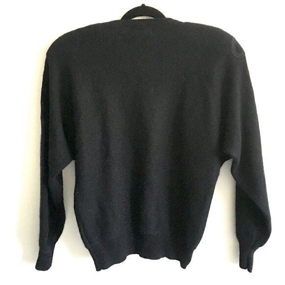 Magnolia Vintage Embellished Crew Neck Long Sleeve Wool Angora Sweater Black  M - Picture 5 of 7
